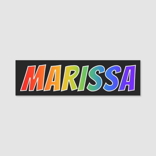 First Name "MARISSA": Fun Rainbow Colouring Name Tag (Front)