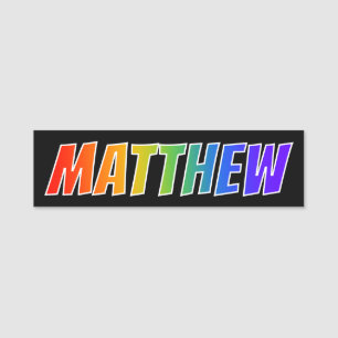 First Name "MATTHEW": Fun Rainbow Colouring Tag
