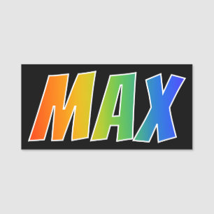 First Name "MAX": Fun Rainbow Colouring Name Tag