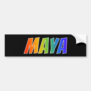 First Name "MAYA": Fun Rainbow Colouring Bumper Sticker