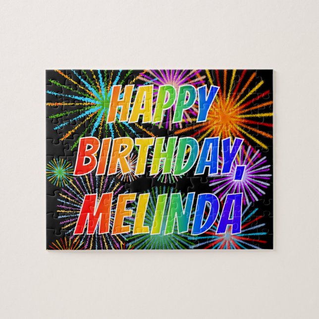 First Name "MELINDA", Fun "HAPPY BIRTHDAY" Jigsaw Puzzle (Horizontal)