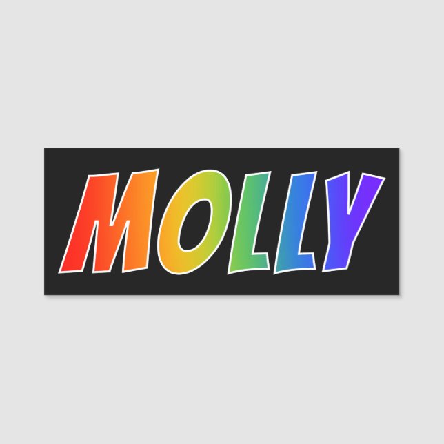 First Name "MOLLY": Fun Rainbow Colouring Name Tag (Front)