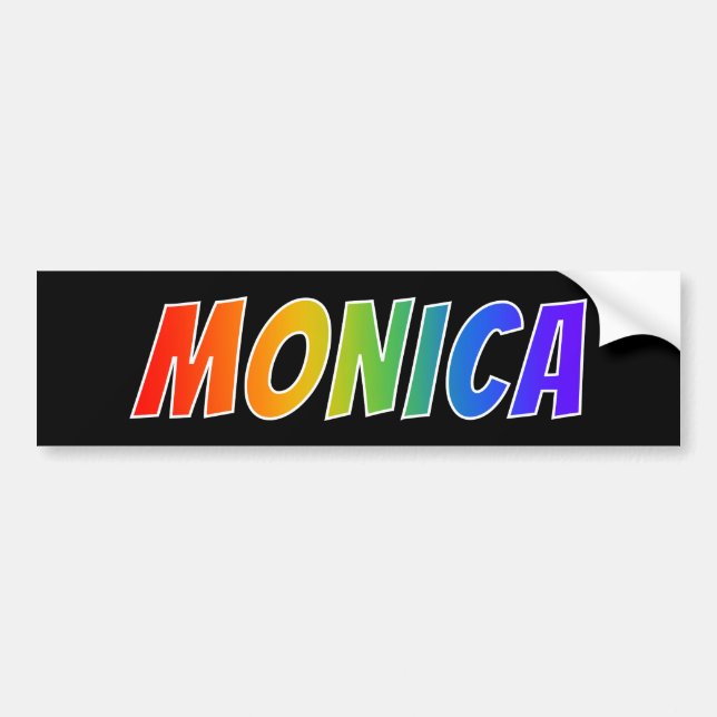 First Name "MONICA": Fun Rainbow Colouring Bumper Sticker (Front)
