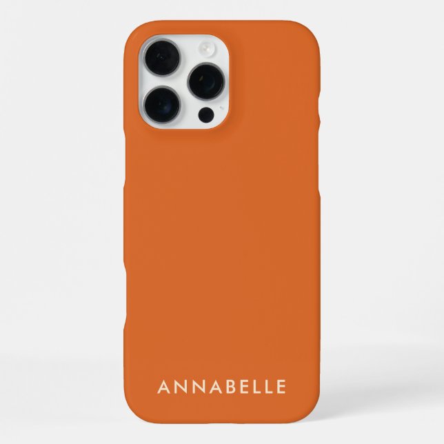 First Name Monogram Minimalist Monochrome Orange iPhone Case (Back)