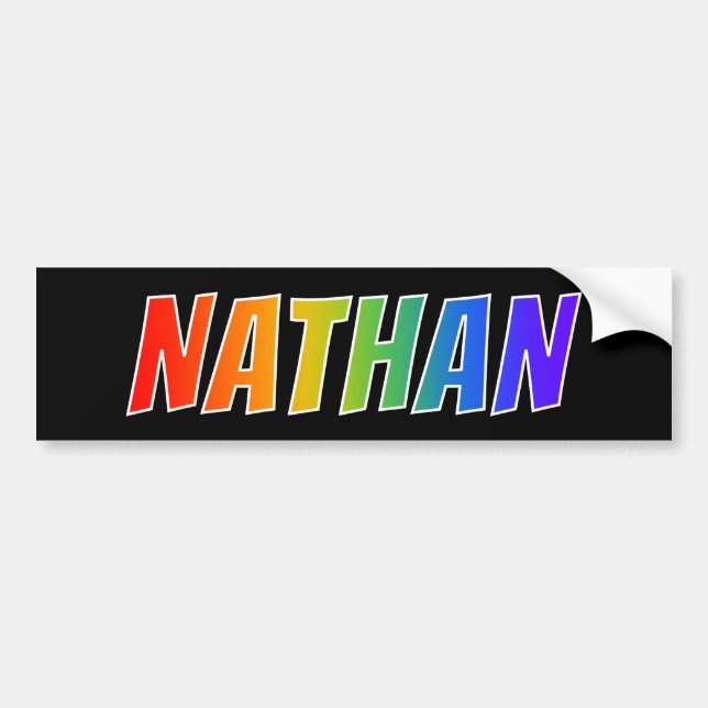 First Name "NATHAN": Fun Rainbow Colouring Bumper Sticker (Front)
