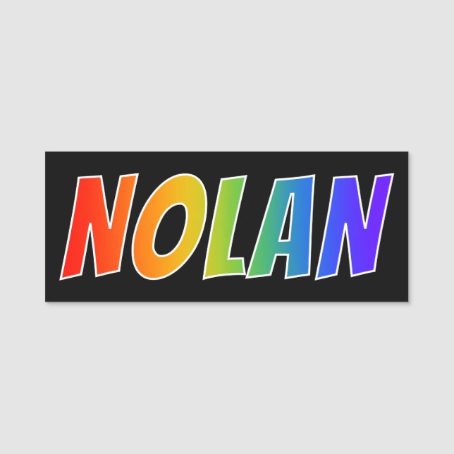 First Name "NOLAN": Fun Rainbow Colouring Tag (Front)