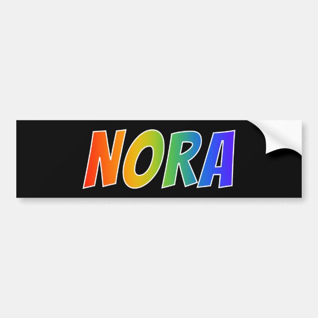 First Name "NORA": Fun Rainbow Colouring Bumper Sticker (Front)