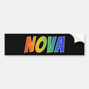 First Name "NOVA": Fun Rainbow Coloring Bumper Sticker