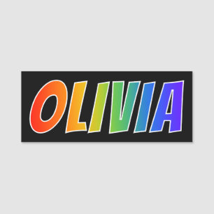 First Name "OLIVIA": Fun Rainbow Colouring Name Tag