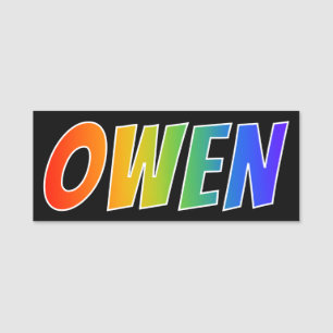 First Name "OWEN": Fun Rainbow Colouring Tag