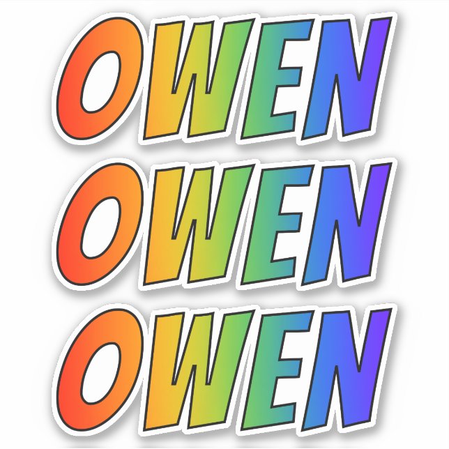 First Name "OWEN" w/ Fun Rainbow Colouring (Front)