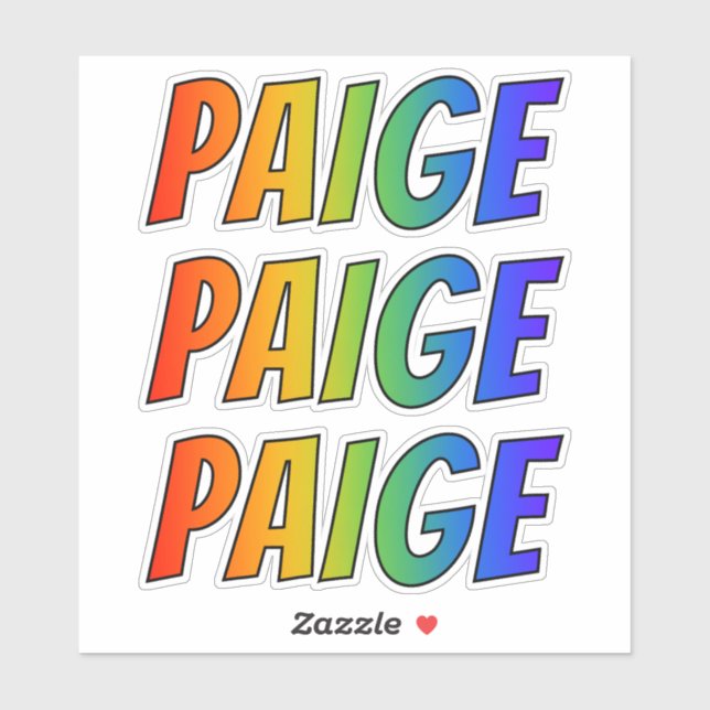 First Name "PAIGE" w/ Fun Rainbow Colouring (Sheet)
