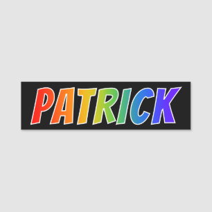 First Name "PATRICK": Fun Rainbow Colouring Tag
