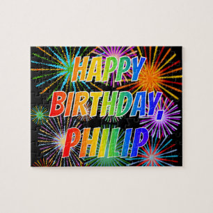 First Name "PHILIP", Fun "HAPPY BIRTHDAY" Jigsaw Puzzle