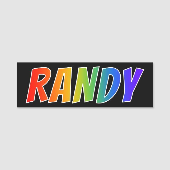 First Name "RANDY": Fun Rainbow Colouring Name Tag (Front)