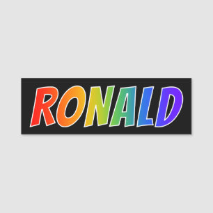 First Name "RONALD": Fun Rainbow Colouring Tag