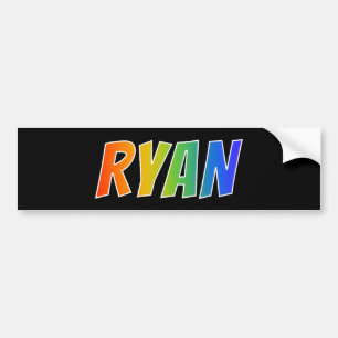 First Name "RYAN": Fun Rainbow Colouring Bumper Sticker