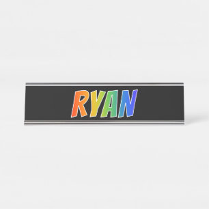 First Name "RYAN": Fun Rainbow Colouring Desk Name Plate