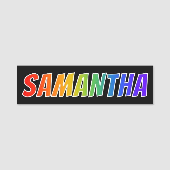 First Name "SAMANTHA": Fun Rainbow Colouring Tag (Front)