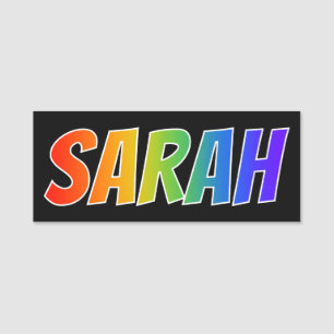 First Name "SARAH": Fun Rainbow Colouring Name Tag