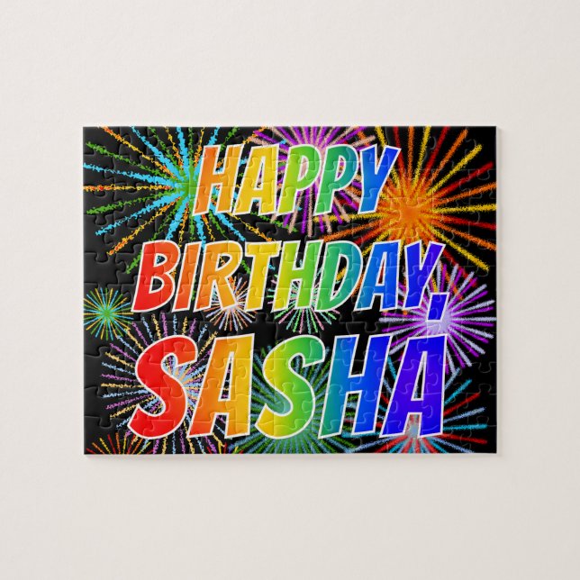 First Name "SASHA", Fun "HAPPY BIRTHDAY" Jigsaw Puzzle (Horizontal)