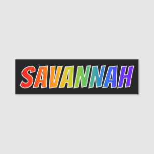 First Name "SAVANNAH": Fun Rainbow Colouring Name Tag