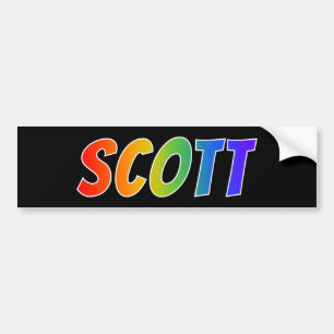 First Name "SCOTT": Fun Rainbow Colouring Bumper Sticker