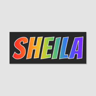 First Name "SHEILA": Fun Rainbow Colouring Tag