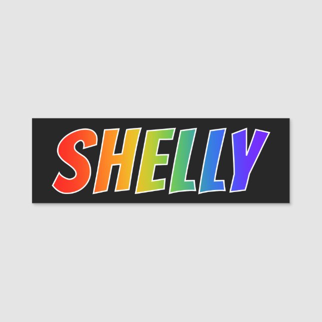 First Name "SHELLY": Fun Rainbow Colouring Tag (Front)
