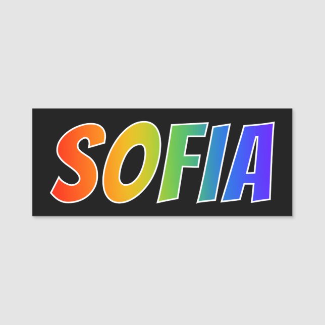 First Name "SOFIA": Fun Rainbow Colouring Tag (Front)