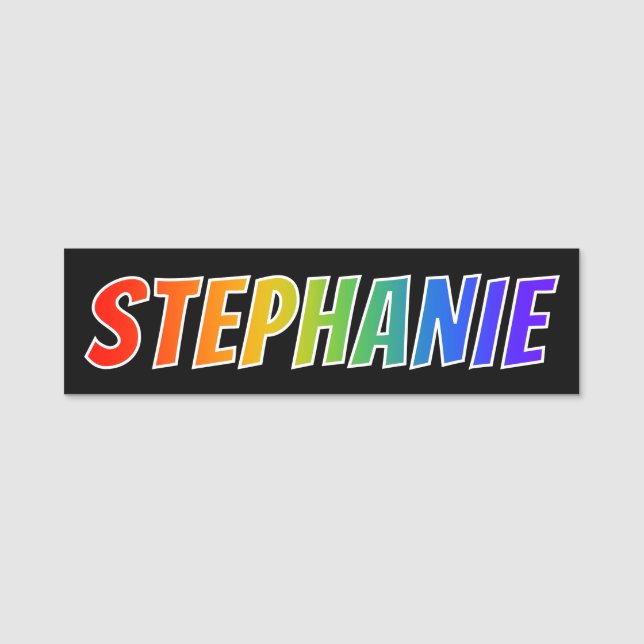 First Name "STEPHANIE": Fun Rainbow Colouring Tag (Front)