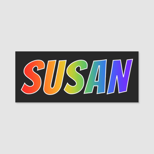 First Name "SUSAN": Fun Rainbow Colouring Tag (Front)