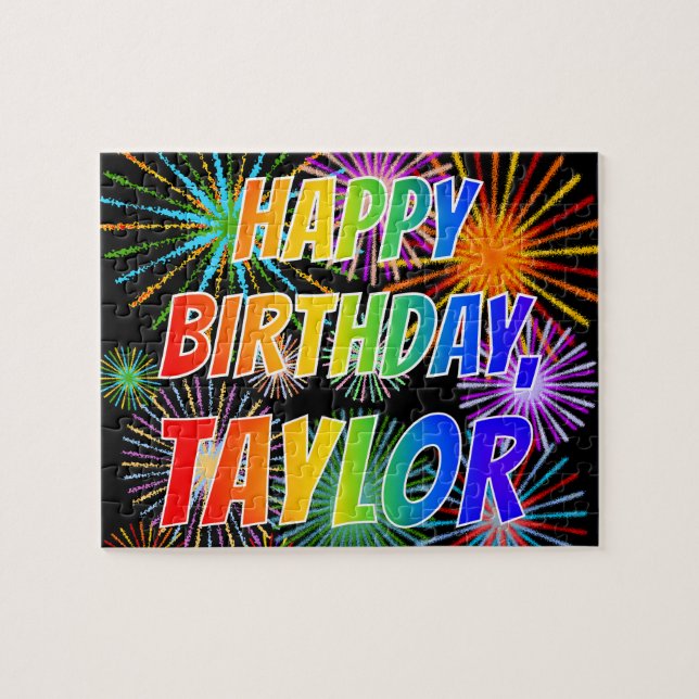 First Name "TAYLOR", Fun "HAPPY BIRTHDAY" Jigsaw Puzzle (Horizontal)