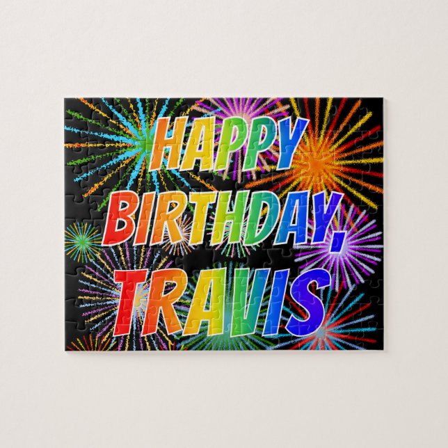 First Name "TRAVIS", Fun "HAPPY BIRTHDAY" Jigsaw Puzzle (Horizontal)