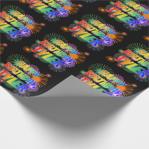 First Name "TYLER", Fun "HAPPY BIRTHDAY" Wrapping Paper