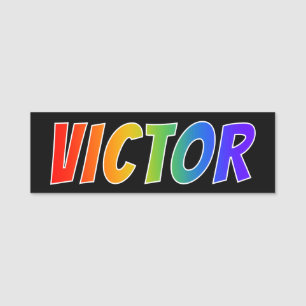 First Name "VICTOR": Fun Rainbow Colouring Name Tag