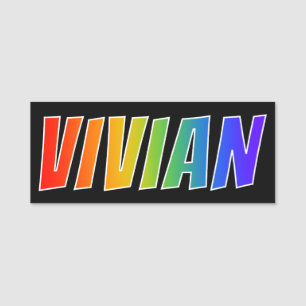 First Name "VIVIAN": Fun Rainbow Colouring Name Tag