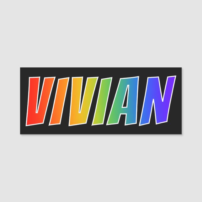 First Name "VIVIAN": Fun Rainbow Colouring Name Tag (Front)