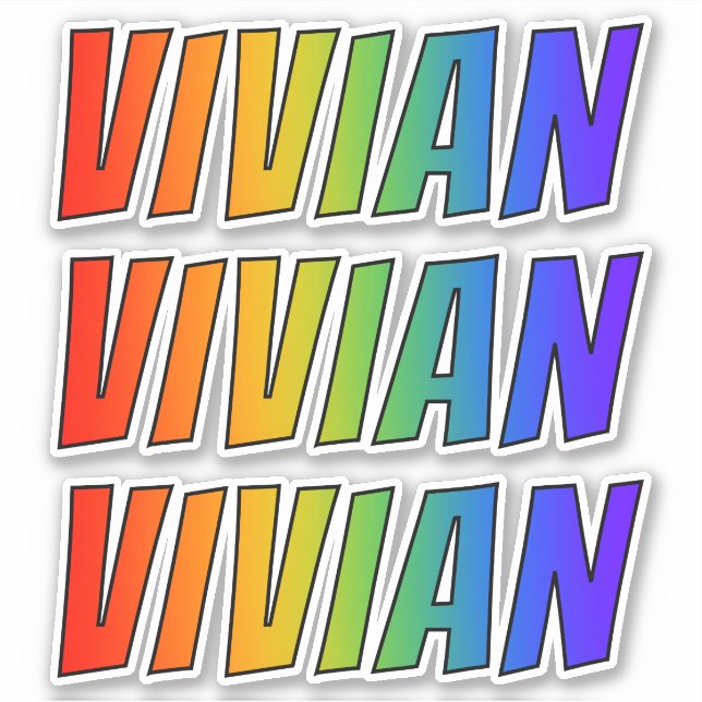 First Name "VIVIAN" w/ Fun Rainbow Colouring (Front)