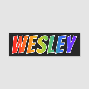 First Name "WESLEY": Fun Rainbow Colouring Name Tag