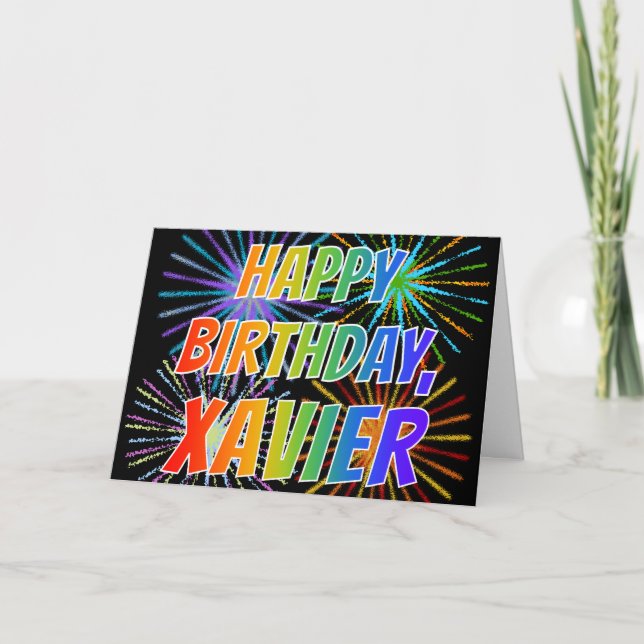 First Name "XAVIER" Fun "HAPPY BIRTHDAY" Card (Front)