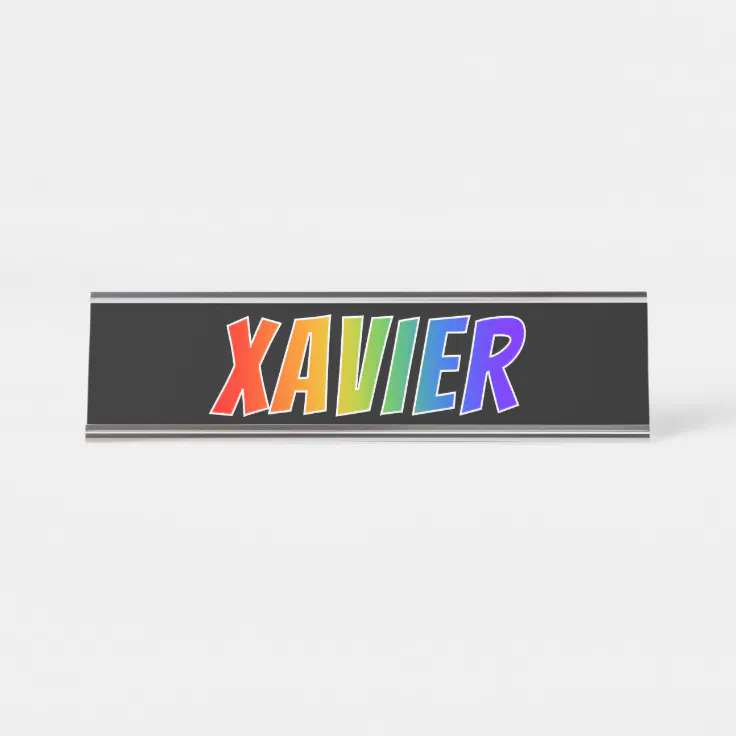 First Name "XAVIER" Fun Rainbow Colouring Desk Name Plate Zazzle
