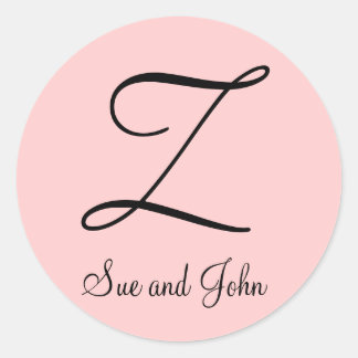 First Names and Initial Black on Pink Sticker