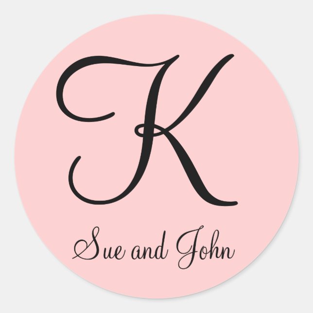 First Names and Last Initial Black on Pink Sticker (Front)