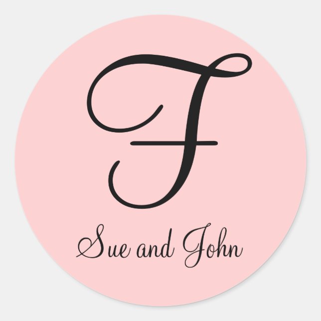 First Names and Last Initial Black on Pink Sticker (Front)