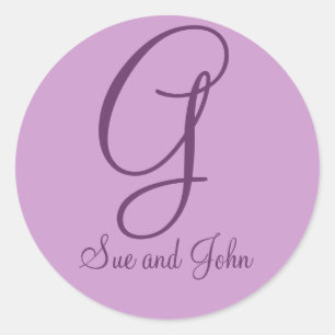First Names and Last Initial Mauve G Classic Round Sticker