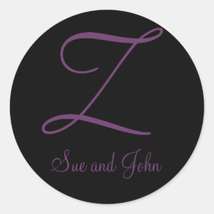 First Names and Last Initial Mauve Monogram Z Classic Round Sticker