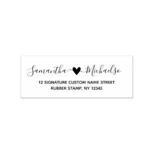 First names with heart wedding rubber stamp