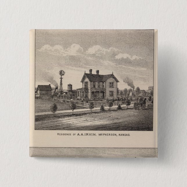 First National Bank, Kansas 2 Inch Square Button (Front)
