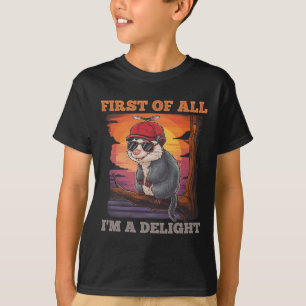 First Of All I39m A Delight Retro Sunset Possum T-Shirt
